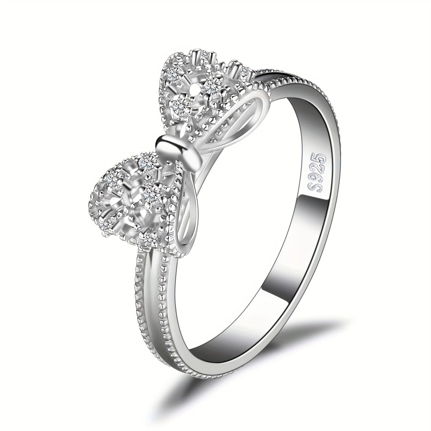 925 Sterling Silver Bowknot Ring for Women – Sparkling Cubic Zirconia Bow Design, Available in Silver, Yellow Gold & Rose Gold Finishes, Dainty Hypoallergenic Fine Jewelry for Dating Daily Wear & Gifting, Sizes 4-10