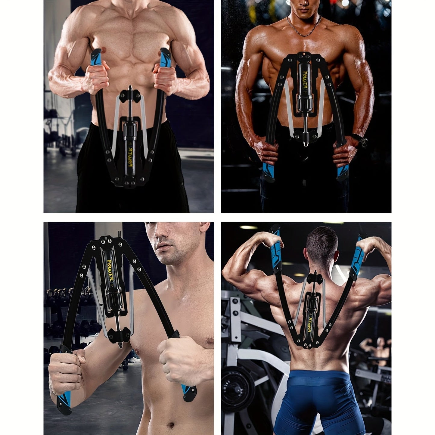 Hydraulic Arm Trainer – 22-440 lbs Adjustable Resistance, 20 Levels, Carbon Steel Foldable Home Gym Equipment for Chest Shoulder Back Multi-Muscle Workout, Non-Slip Handle