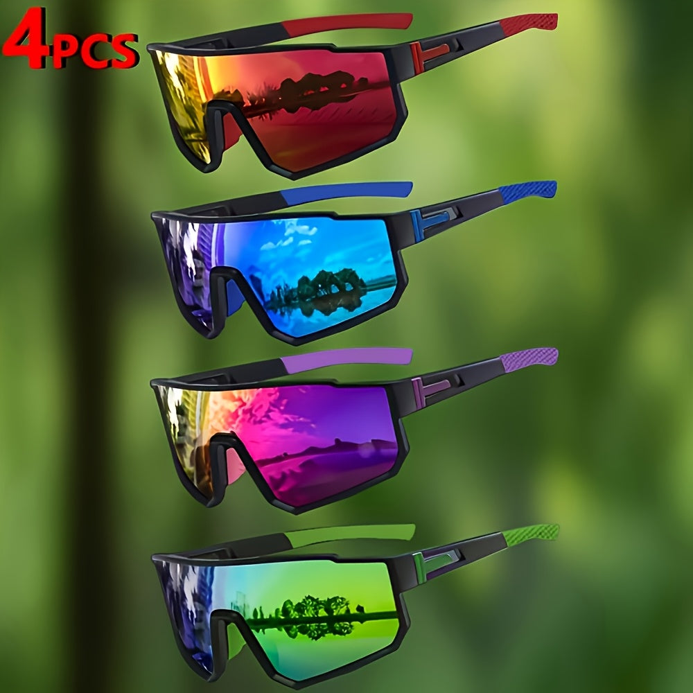 Square Frame Fashion Glasses 4 Pack for Men Women - Retro Trendy Colorful Eyewear Set UV Protection Lightweight Plastic Frame Glasses for Daily Wear, Parties, Halloween & Christmas Gifts