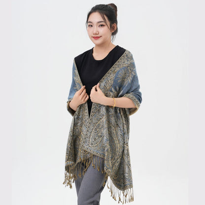 Phoenix Tail Paisley Pashmina Scarf – Thick Warm Wrap Shawl for Women, Luxurious Soft Fabric in 17 Vibrant Colors, Versatile for Formal Events, Everyday Wear & Gifting