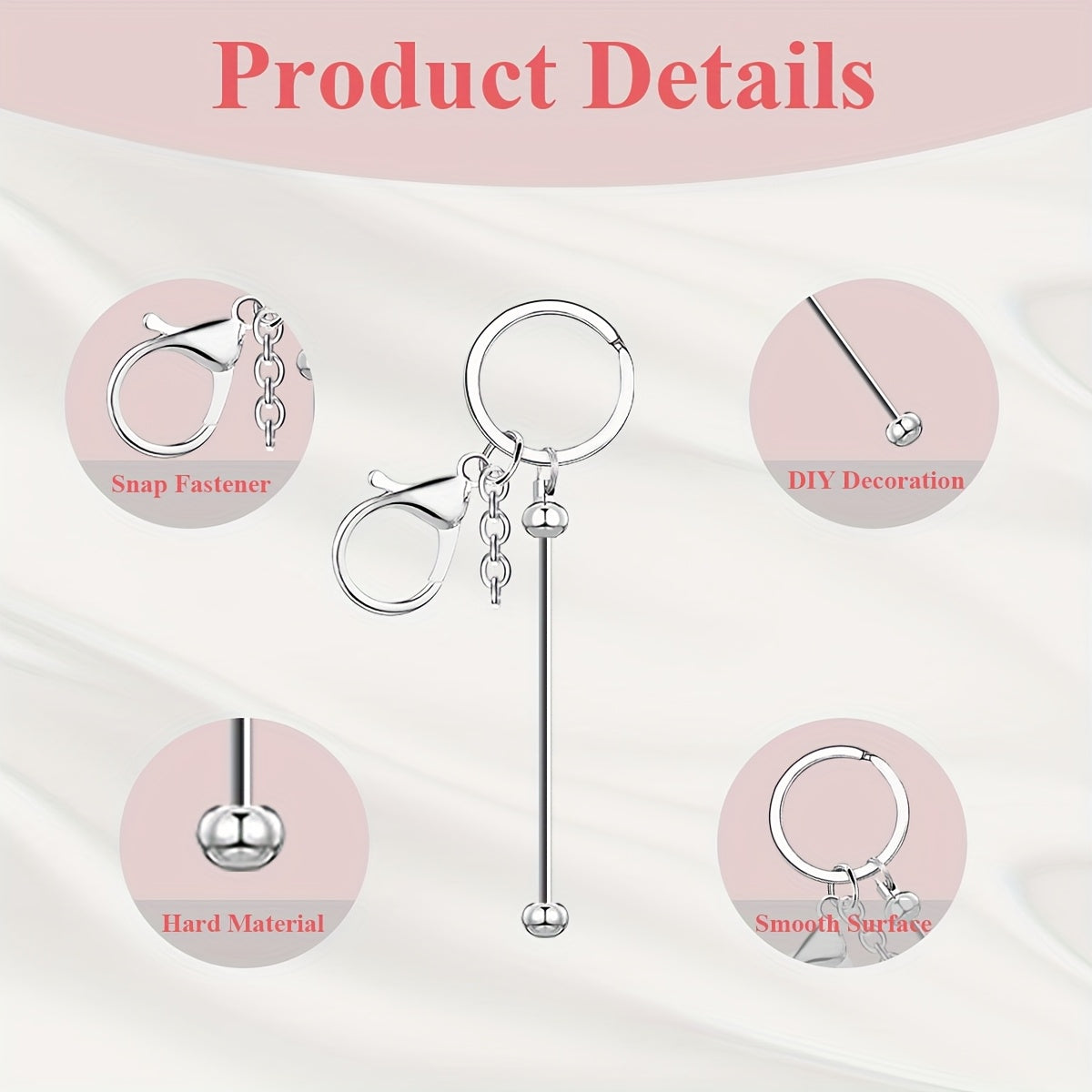 Stainless Steel Beadable Keychain Blanks DIY Kit – 12 & 24pcs Metal Keyring Pendants with Charms for Crafting, Christmas & Halloween Gifts, Gold, Silver & Rose Gold