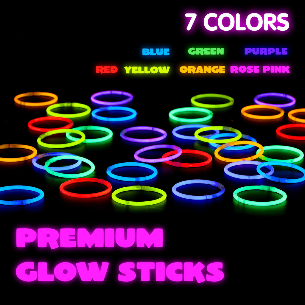 144 Pack Glow Sticks Bulk 8 Inch 10-14 Hour Glow 7 Vibrant Colors Bracelets Necklaces Glow in the Dark Party Supplies for Halloween Christmas New Years Eve Concert Festival Birthday Party Favors