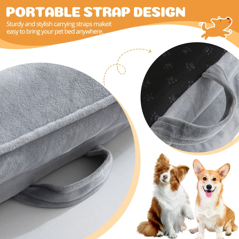 Extra Large Dog Sofa Bed 100% Supportive Foam 4-Sided Bolster Removable Washable Cover Non-Skid Bottom Joint Support Soft Warm Pet Couch Bed Grey M L XL XXL All Breeds