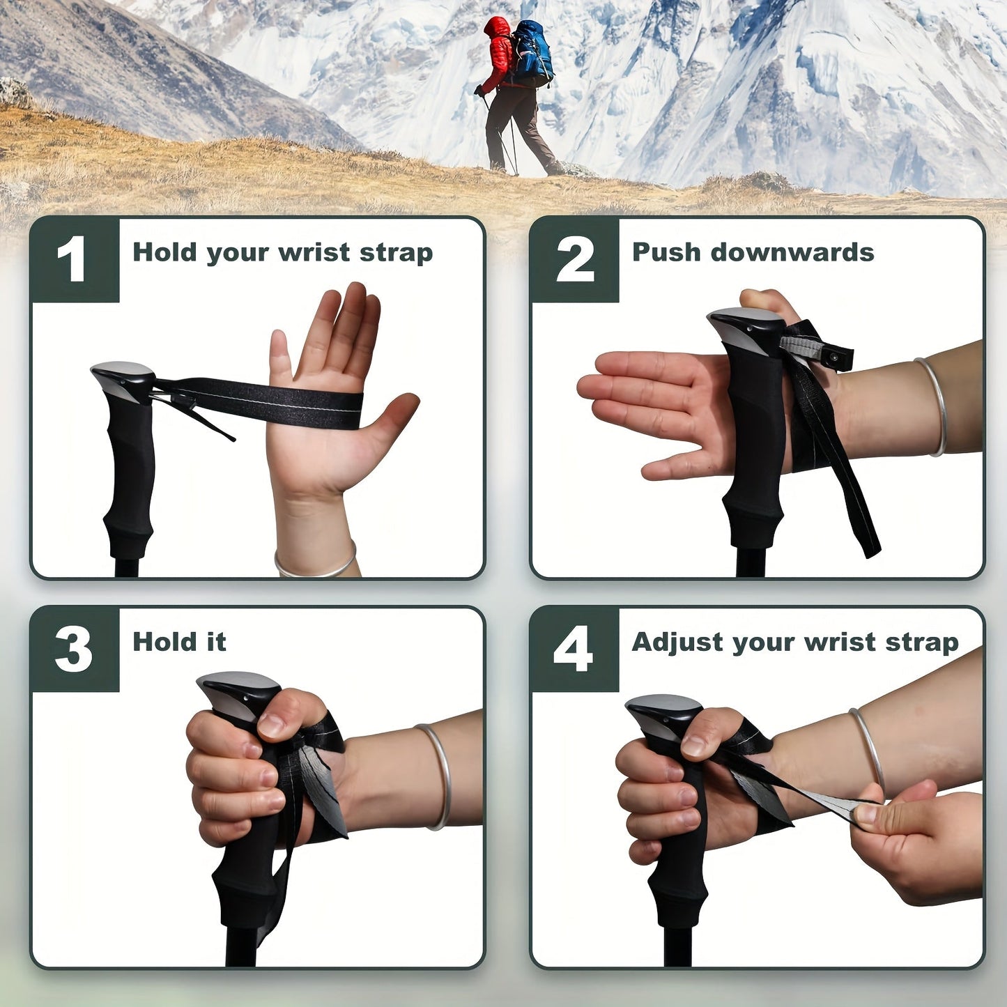 Folding Trekking Poles 2 Pack Ultra-Light 7075 Aluminum Alloy Collapsible Hiking Walking Sticks with Anti-Slip Ergonomic Grip Wrist Straps Adjustable Height for Men Women Backpacking Trail