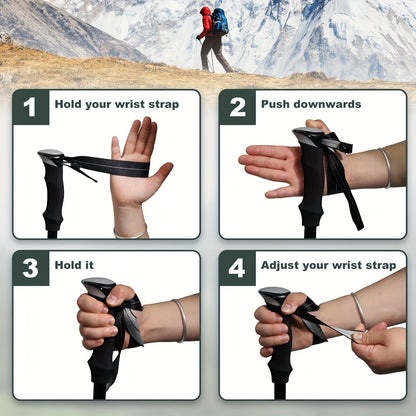 Folding Trekking Poles 2 Pack Ultra-Light 7075 Aluminum Alloy Collapsible Hiking Walking Sticks with Anti-Slip Ergonomic Grip Wrist Straps Adjustable Height for Men Women Backpacking Trail