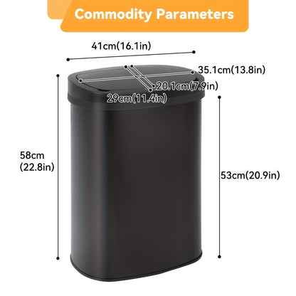 13 Gallon Touchless Trash Can 50L Automatic Motion Sensor Garbage Can Stainless Steel & Plastic for Kitchen Office Bedroom Living Room – 11 Colors