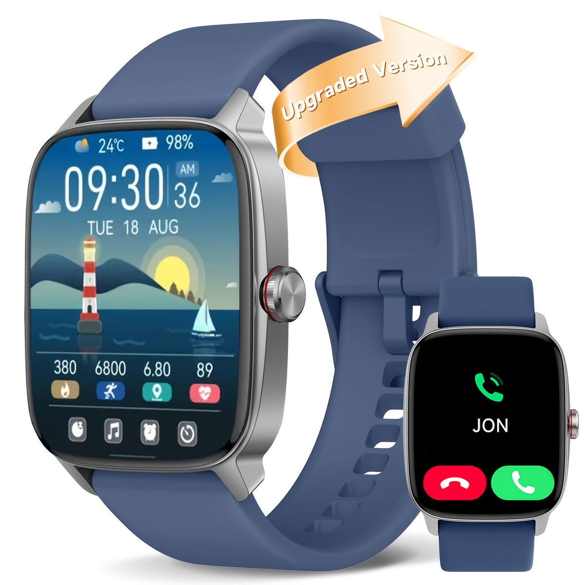 FAWEIO Smart Watch with Alexa & Wireless Calling – 1.8" HD Touchscreen, Fitness Tracker, 100+ Sports Modes, Compatible with iPhone & Android, for Women & Men