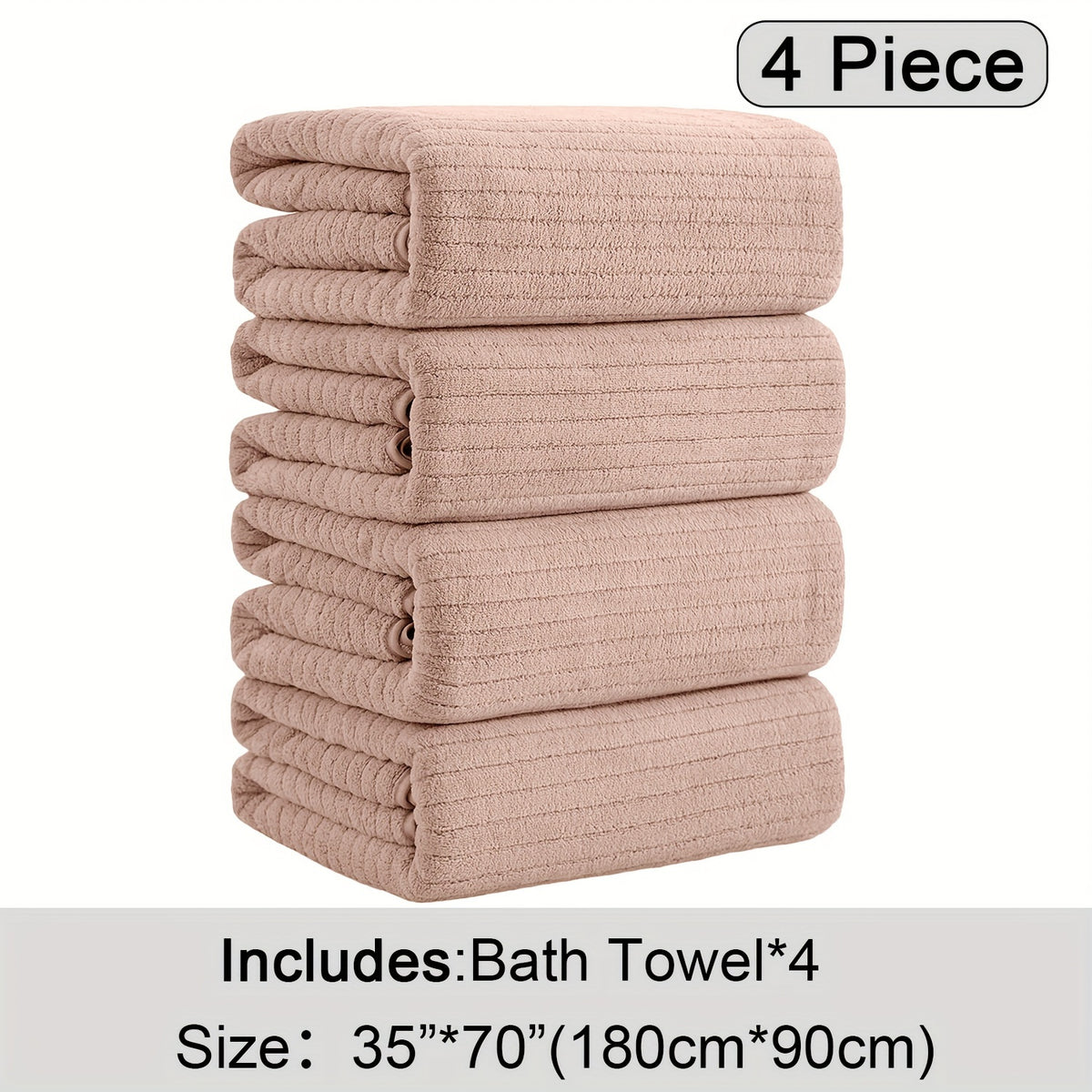 4-Pack Oversized Bath Towels Set 35"x70" – Extra Large XL Microfiber Bath Sheet, Super Soft Quick-Dry Absorbent Shower Towels for Family Hotel Spa, 13 Colors Beige White Grey Navy Blue Green Black