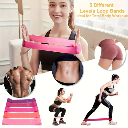 Resistance Bands Set 10-11 Piece TPE Loop Bands for Women – Full Body Workout Kit for Yoga, Pilates, Gym & Weight Training, Heavy-Duty Exercise Bands for Deep Squat & Stretching, Pink with Storage Bag