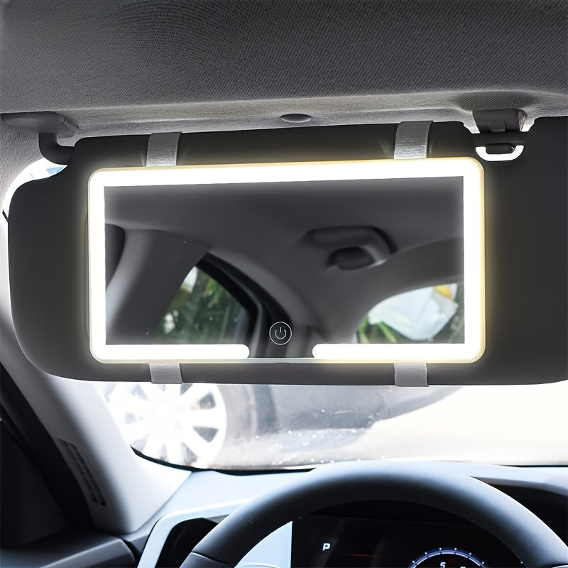 Rechargeable Ultra-Thin LED Car Visor Vanity Mirror 3 Light Modes Lighted Makeup Mirror for Car Truck SUV Low Voltage Sun Visor Mirror Gift for Women White