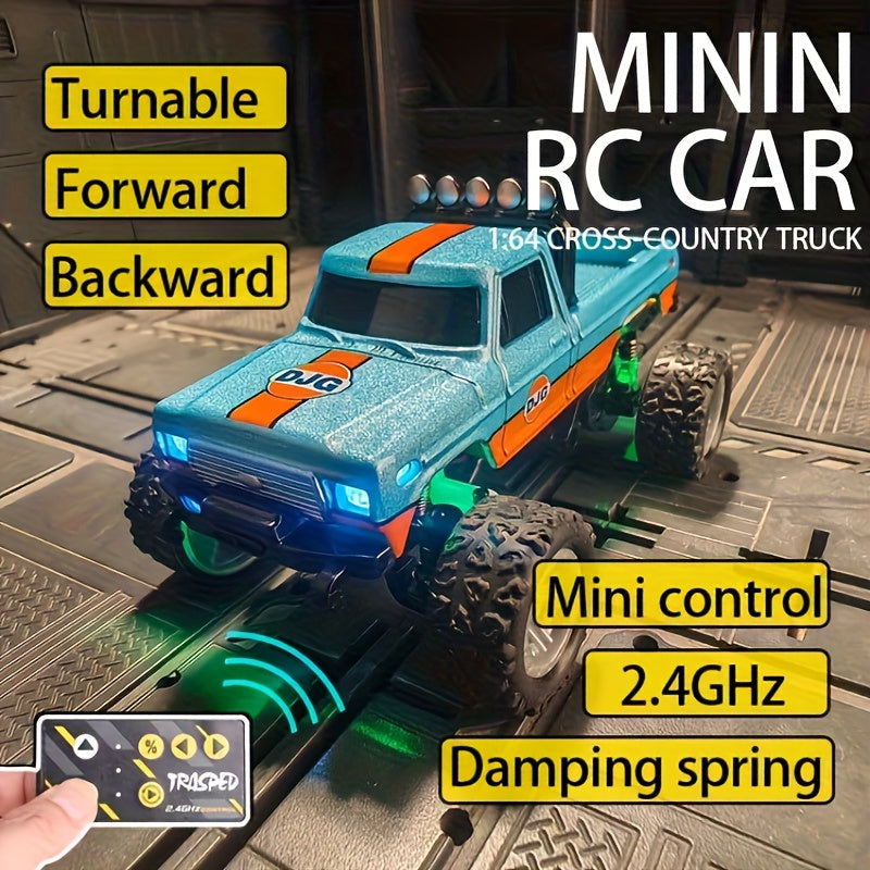 1:64 Alloy Mini Remote Control Off-Road Truck with Shock Absorbers Die-Cast RC Car Toy Gift for Boys Kids Birthday Christmas Halloween Dark Gray Teal Green Sky Blue Mixed