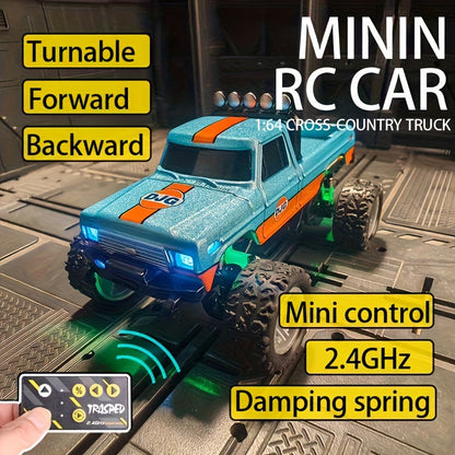 1:64 Alloy Mini Remote Control Off-Road Truck with Shock Absorbers Die-Cast RC Car Toy Gift for Boys Kids Birthday Christmas Halloween Dark Gray Teal Green Sky Blue Mixed