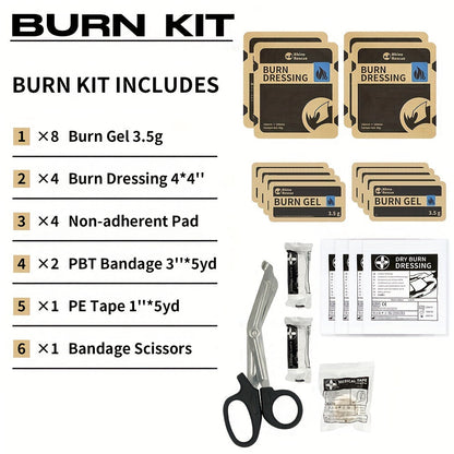 Burn Dressing Kit Emergency First Aid Burn Care Treatment Sterile Hydrogel Burn Wound Dressing for Home Outdoor Camping Workplace Safety Burn Relief Kit Adults Kids