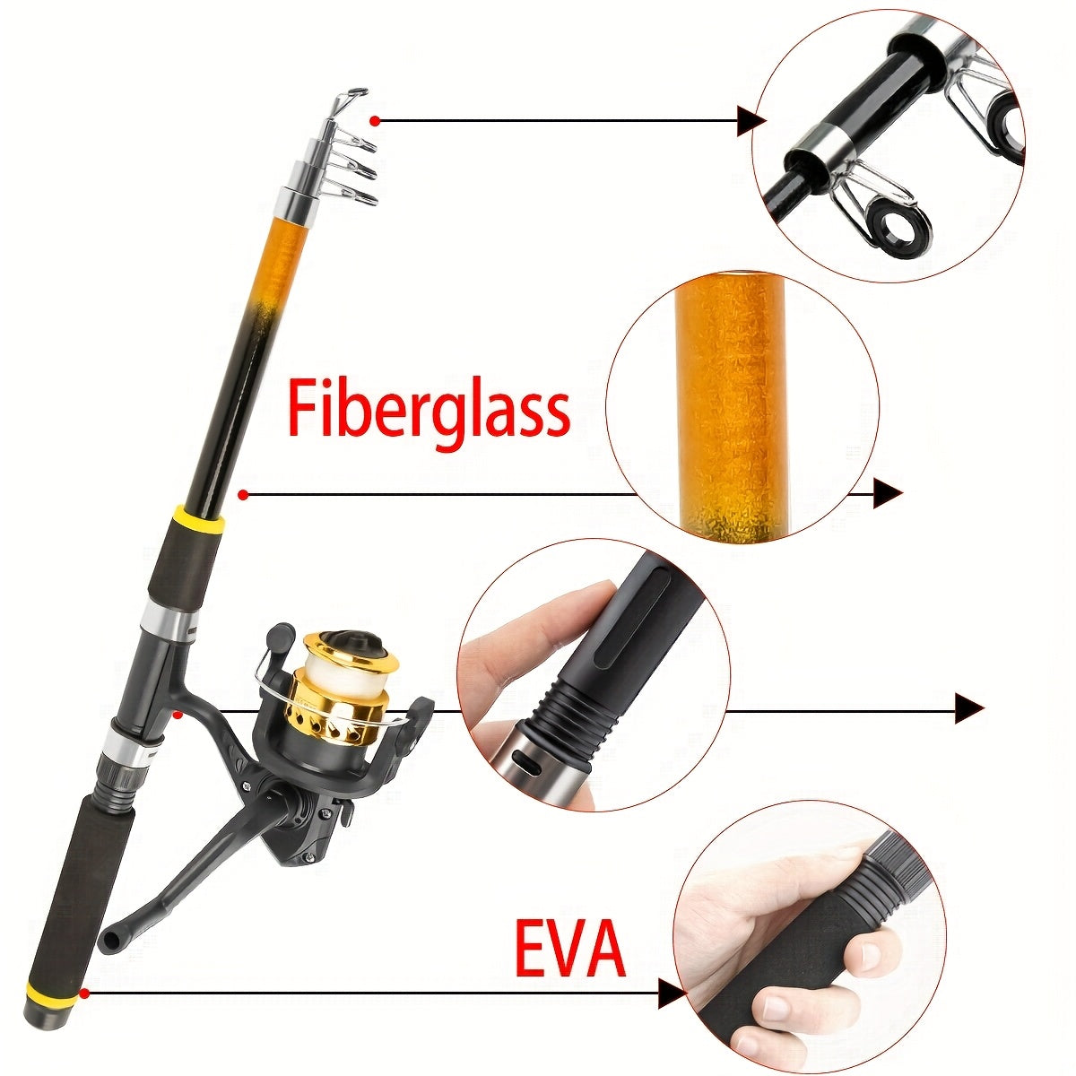 Fishing Rod and Reel Combo Complete Beginner Kit – Medium Light Spinning Rod with Hard & Soft Baits, Ambidextrous Reel, Tackle Included, Full Starter Set for Adults & Kids