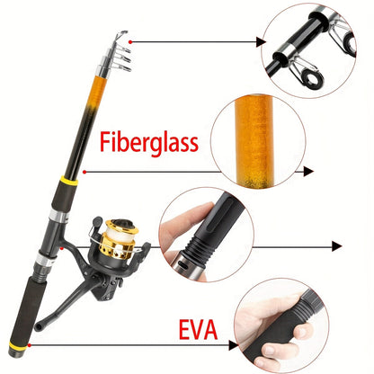 Fishing Rod and Reel Combo Complete Beginner Kit – Medium Light Spinning Rod with Hard & Soft Baits, Ambidextrous Reel, Tackle Included, Full Starter Set for Adults & Kids