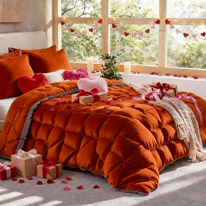 Comforter Set 7 Piece Queen King Full - Soft Microfiber Pintuck Pleated Bed in a Bag Complete Bedding Set with Comforter, Fitted Sheet, Flat Sheet & Pillowcases, All Season Home & Dorm Bedding