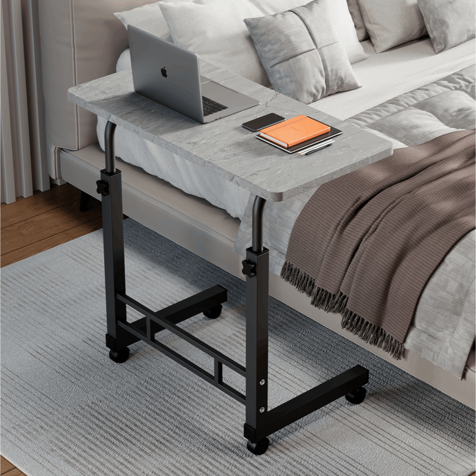 Mobile Lift Table Adjustable Height Rolling Laptop Desk Bedside Sofa Side Table for Bedroom Home Office