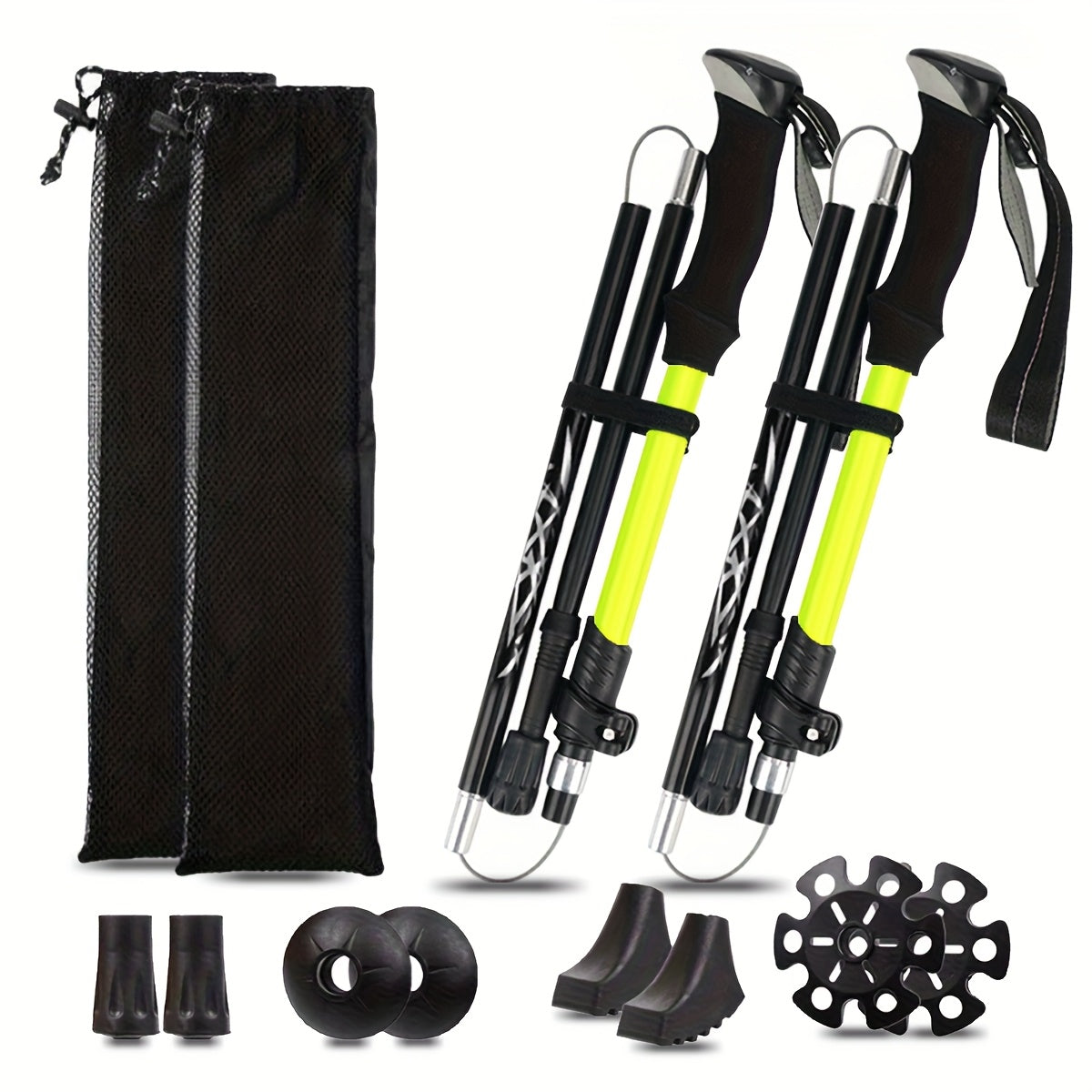 Folding Trekking Poles 2 Pack Ultra-Light 7075 Aluminum Alloy Collapsible Hiking Walking Sticks with Anti-Slip Ergonomic Grip Wrist Straps Adjustable Height for Men Women Backpacking Trail