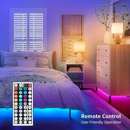 100ft LED Strip Lights Color Changing with 44-Key Remote & Power Supply – RGB LED Light Strip for Bedroom, Living Room, Festival, Wedding, Carnival & Party Decoration – 30M Indoor Ambiance Lighting