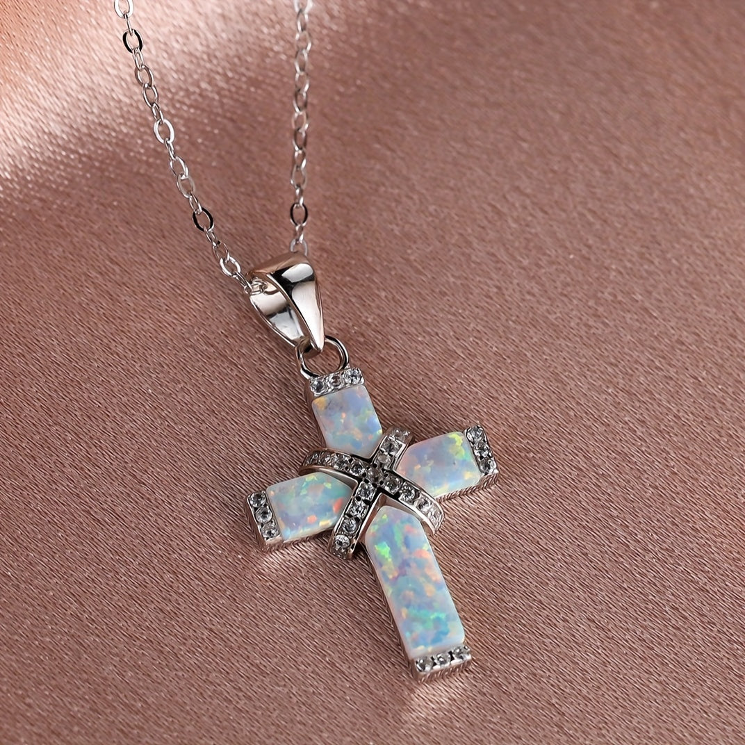 925 Sterling Silver Cross Pendant Necklace for Women – Hypoallergenic Vintage Boho Faith Jewelry, Minimalist CZ Choker Necklace, Elegant Gift for Her Birthday Anniversary Christmas