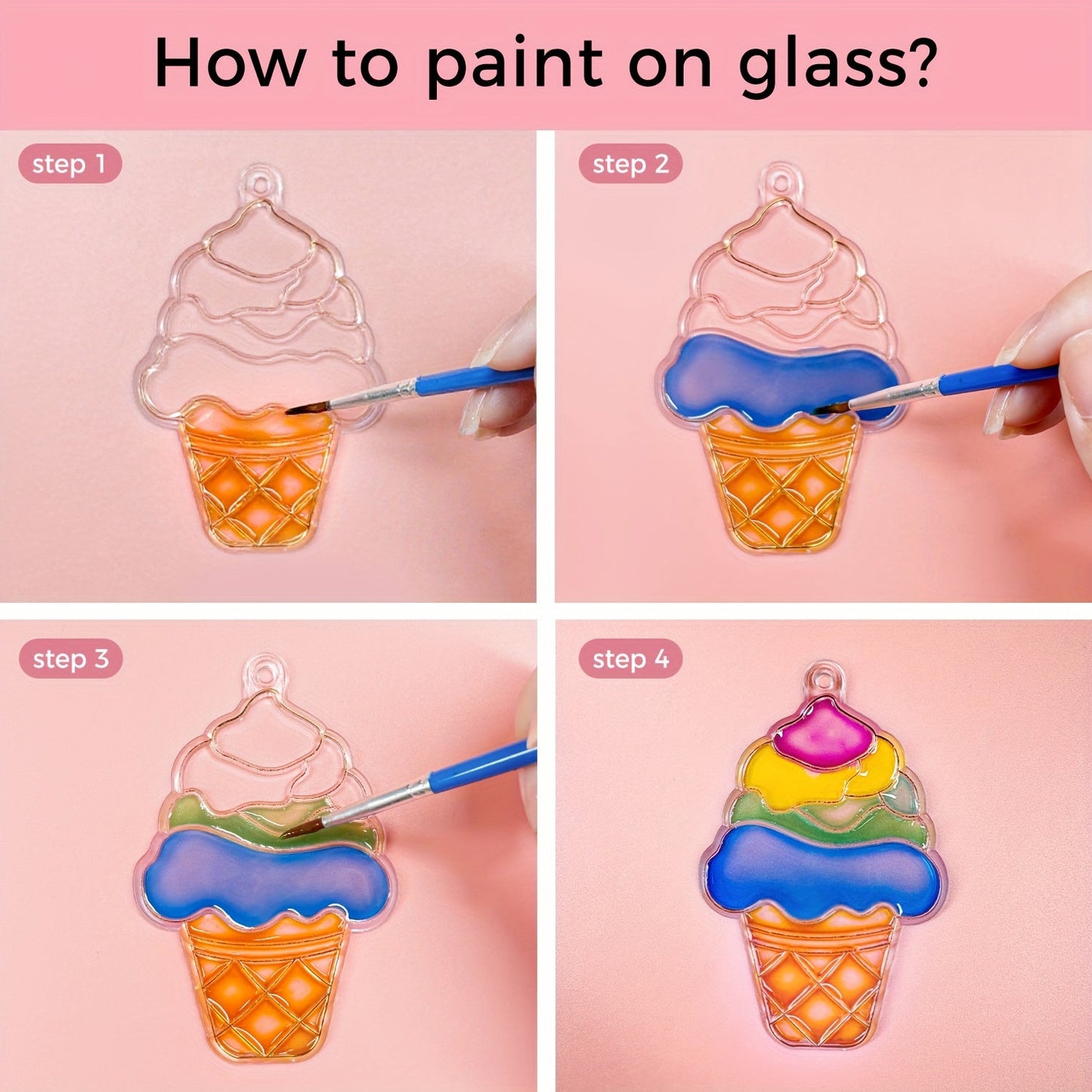 Glass Paint Set 12 Colors Non-Toxic Acrylic Stained Glass Painting Kit for Wine Glasses Windows Ceramic Mugs ASTM Certified Odorless with 3 Brushes for Adults Artists and Beginners