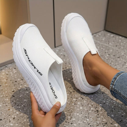 Women's Breathable Mesh Slippers Thickened Shock-Absorbing Sole Lightweight Anti-Slip Indoor Outdoor Casual Shoes Four-Season Comfortable Stylish Footwear White Black Apricot US Size 6-11