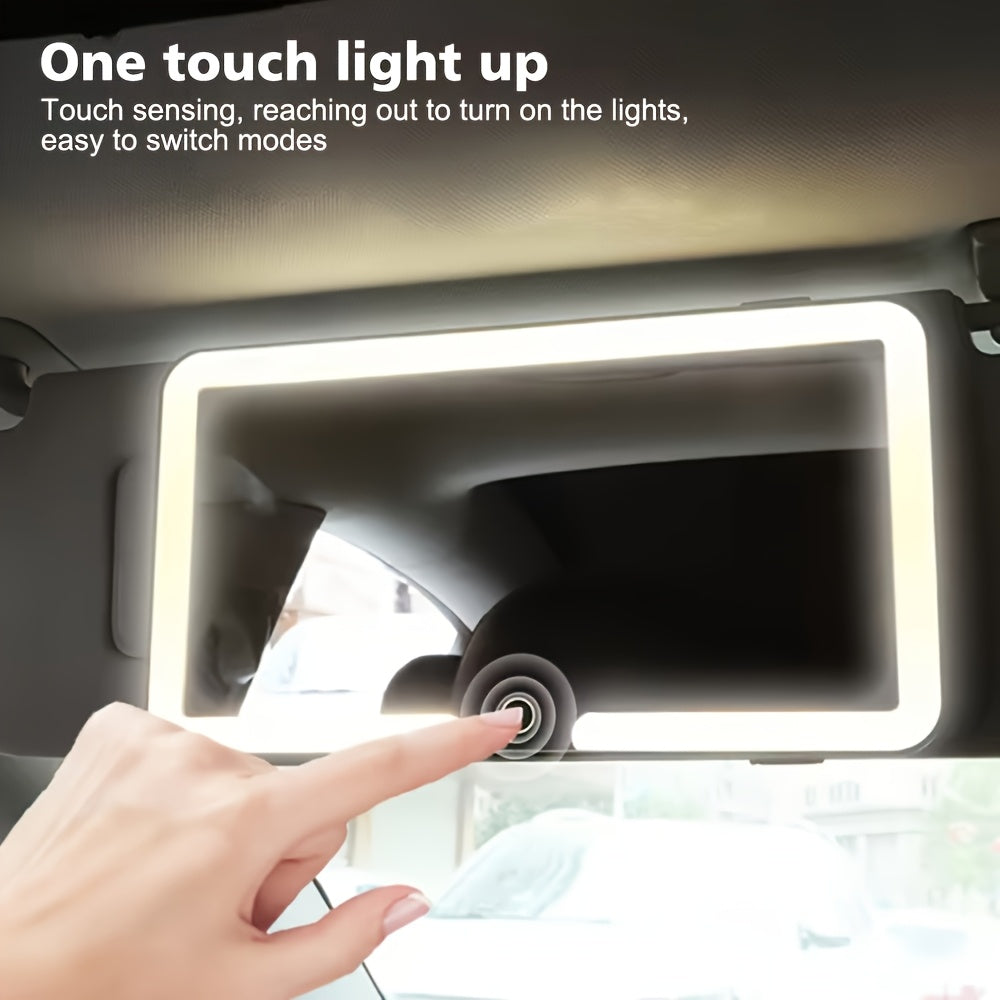 Rechargeable Ultra-Thin LED Car Visor Vanity Mirror 3 Light Modes Lighted Makeup Mirror for Car Truck SUV Low Voltage Sun Visor Mirror Gift for Women White