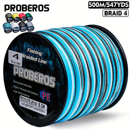 Braided Fishing Line 500M 547 Yards 4 Strand Superline Abrasion Resistant Zero Stretch 6LB-80LB Test Super Strong Multicolor Fishing Line for Saltwater Freshwater