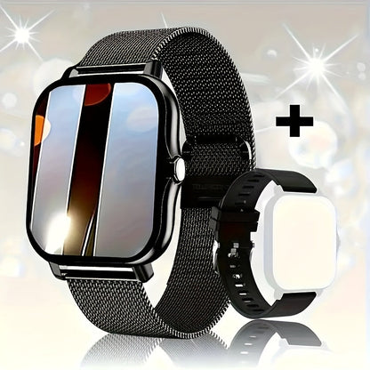 Smartwatch with Wireless Calling Full Touch Screen Fitness Tracker Multiple Sport Modes Music Control Heart Rate Sleep Monitor Compatible iPhone Android Silicone Classic Band Men Women Gift