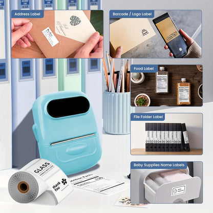 Marklife P50 Portable Bluetooth Thermal Label Printer – Wireless Label Maker for Home, Office, Clothing, Jewelry & Food, Compatible with Android & iOS, Includes 40x30mm White Label Roll