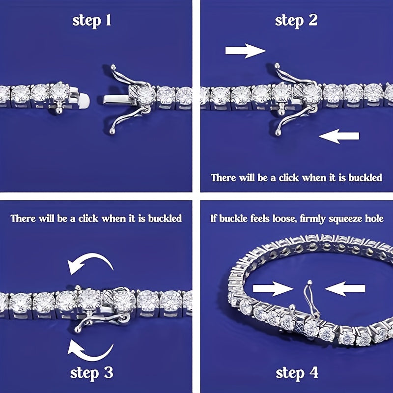 Moissanite Tennis Bracelet for Women in 925 Sterling Silver – Handcrafted Shiny Faceted Cut Birthstone Bracelet, 7"/8"/9", Luxury Gift Bag Included