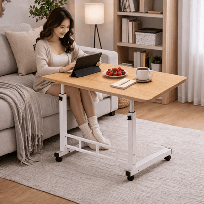 Adjustable Height Rolling Laptop Table with Wheels – Mobile Bedside Computer Desk & Sofa Side Table for Bedroom, Home Office, Dorm, 8 Colors Available