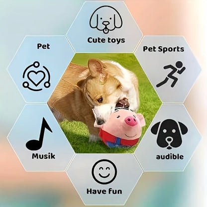 USB Rechargeable Bouncing Dog Toy – Motion Sensor Electronic Ball with Pig Sound & Voice Recording, Washable Interactive Fetch Toy for Small Dogs & Puppies