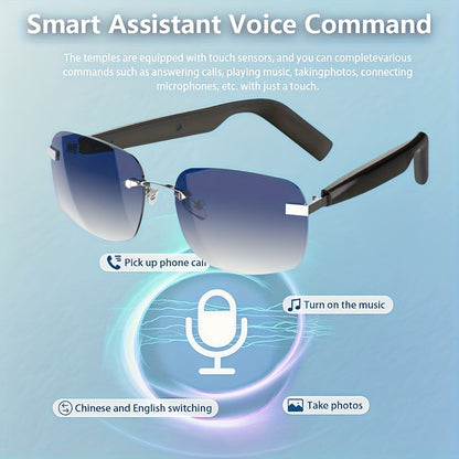 Bluetooth Smart Glasses with Touch Controls & Open Ear Audio – Integrated Microphone, Hands-Free Calls & Music, Polarized Lens, Ideal for Outdoor Sports, Driving & Everyday Wear