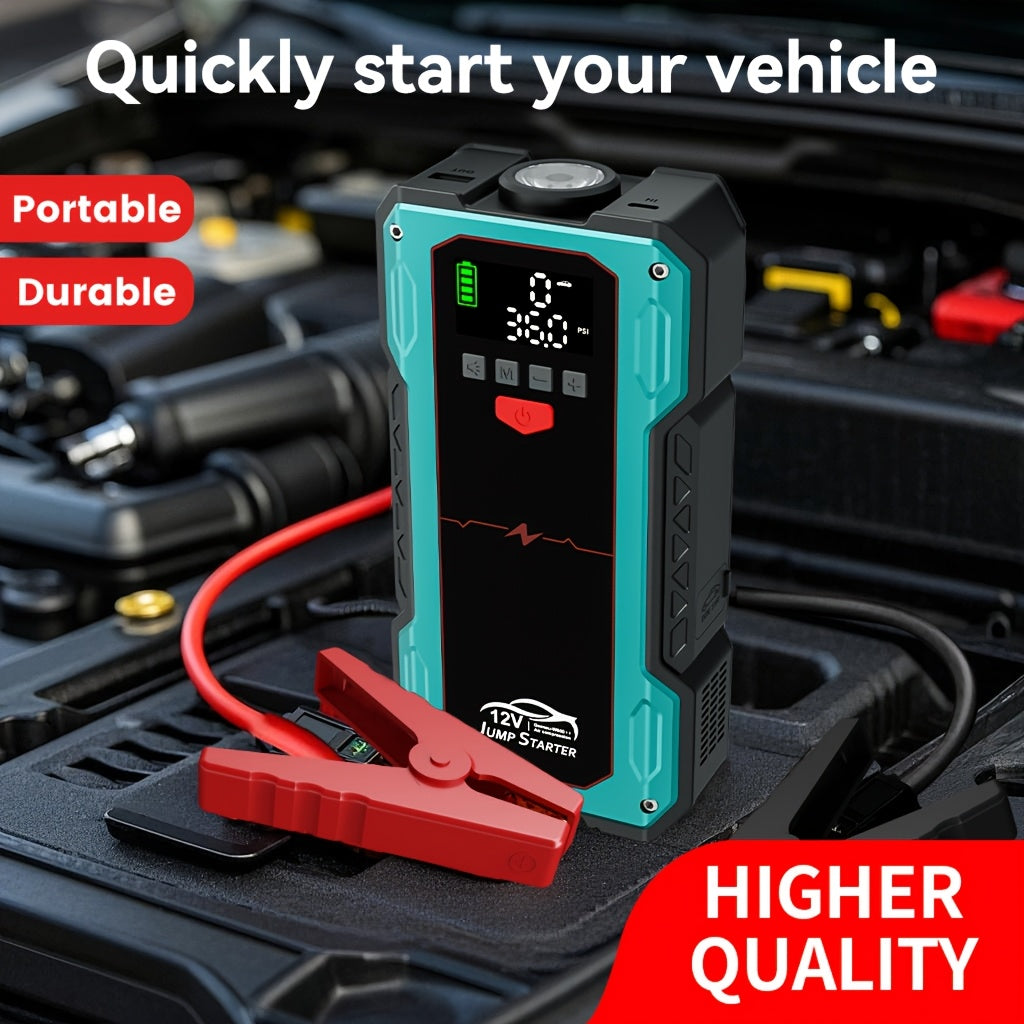7000A Portable Jump Starter with Air Compressor – 5000A/7000A Peak Battery Pack with 150PSI Digital Tire Inflator, Fits 10L Gas & 2.38gal Diesel, Fast USB Charging & LED Emergency Light