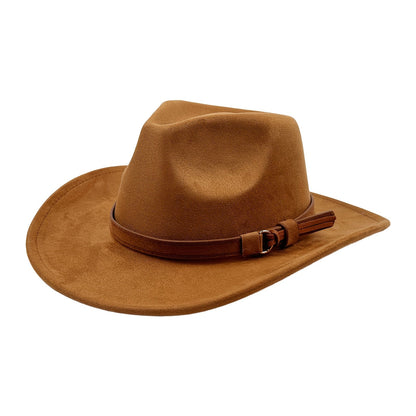Retro Wide Brim Western Cowboy Hat for Men & Women – Classic Fedora Style Unisex Outdoor Hat for Casual Travel Beach Costume, Available in 7 Colors Brown Black Khaki Beige Grey White