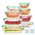 Airtight Glass Food Storage Containers 16-Piece Set – 8 Lids & 8 Containers, Microwave & Oven Safe, BPA-Free, Perfect for Meal Prep, Salads, Fruits, Vegetables, Sandwiches & Outdoor Picnic