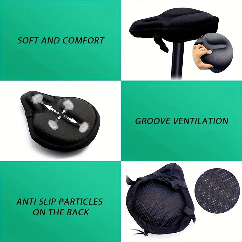 Waterproof Silicone Bike Seat Cover Universal Fit 10.6"x11.8" Extra Wide Cushioned Protection for Mountain Bike, Road Bike, Electric Bike & Motorcycle Saddle