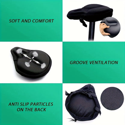 Waterproof Silicone Bike Seat Cover Universal Fit 10.6"x11.8" Extra Wide Cushioned Protection for Mountain Bike, Road Bike, Electric Bike & Motorcycle Saddle