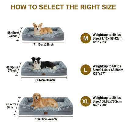 Orthopedic Dog Bed Extra Large Washable – C-Shape Memory Foam Sofa with Removable Cover, Nonskid Bottom & Bolster Support for Large & Giant Dogs, Grey