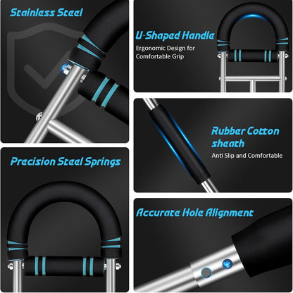 Arm Strength Trainer Chest Expander 3-Bar 3-Level Adjustable Resistance Tubes Portable Detachable Forearm Strengthener Home Gym Workout Device for Muscle Building Upper Body Training