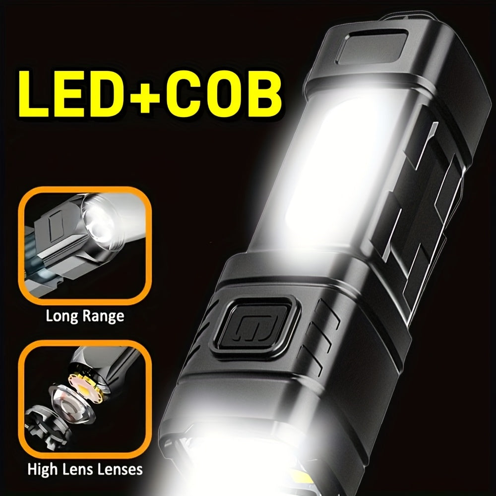 Mini Rechargeable LED Flashlight 3 or 6 Pack, 2000 Lumens COB 4 Modes USB-C Charging, Compact Handheld Flashlight with Back Clip & Built-In Battery for Camping Hiking Hunting Emergency