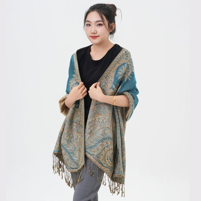 Phoenix Tail Paisley Pashmina Scarf – Thick Warm Wrap Shawl for Women, Luxurious Soft Fabric in 17 Vibrant Colors, Versatile for Formal Events, Everyday Wear & Gifting