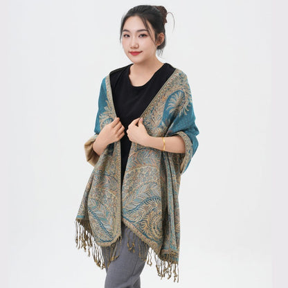 Phoenix Tail Paisley Pashmina Scarf – Thick Warm Wrap Shawl for Women, Luxurious Soft Fabric in 17 Vibrant Colors, Versatile for Formal Events, Everyday Wear & Gifting