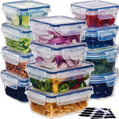 Airtight Food Storage Containers Set with Easy-Snap Lids – BPA-Free Reusable Meal Prep & Pantry Organizers with Labels & Marker, Stackable Kitchen Storage for Snacks Lunch Dry Goods, 24 or 48 Piece
