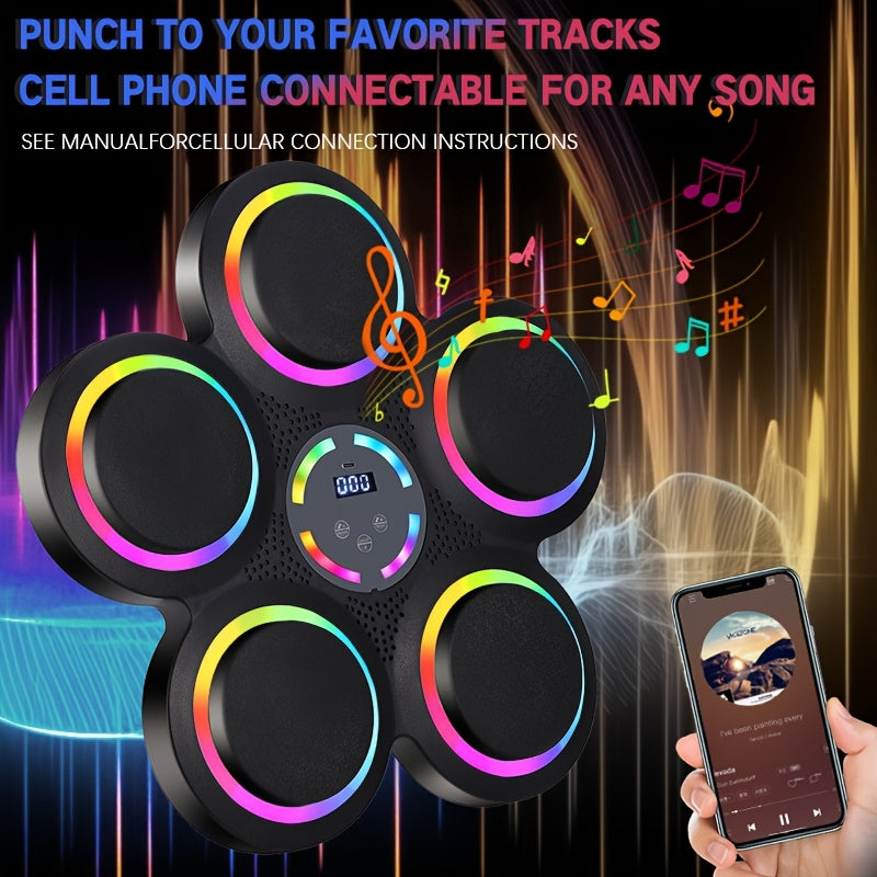 Smart Music Boxing Machine with Gloves – Wall Mount, LED Rhythm Lighting, Bluetooth, 9 Speed Modes, Intelligent LED Strike Counter, Home Gym Fitness Gift for Adults & Teens