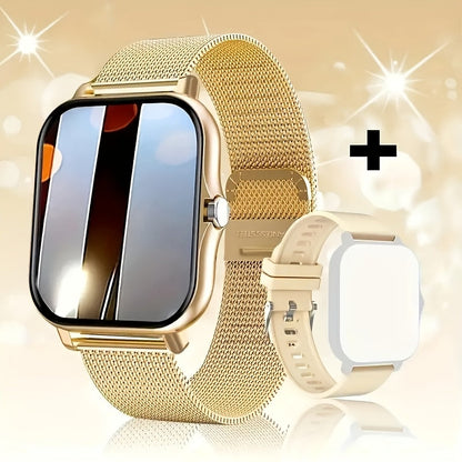 Smartwatch with Wireless Calling Full Touch Screen Fitness Tracker Multiple Sport Modes Music Control Heart Rate Sleep Monitor Compatible iPhone Android Silicone Classic Band Men Women Gift