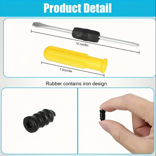 Tire Repair Kit 101pcs Rubber Nails Puncture Plug Tool with Screwdriver – Emergency Tubeless Flat Fix for Car Motorcycle Truck SUV ATV