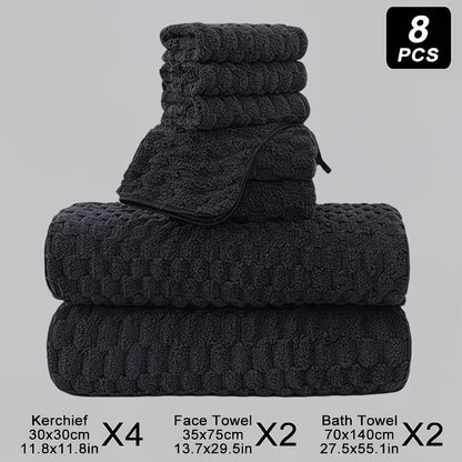 Waffle Weave Bath Towels 4-Pack & 8-Pack Ultra-Soft Quick-Dry Microfiber – Super Absorbent 281g/m² 80/20 Polyamide Spa Gym Travel Towels, Lint-Free Antimicrobial, Multiple Colors