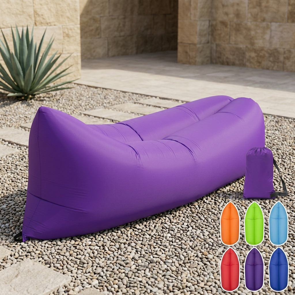 Foldable Inflatable Sofa Lounge Chair Portable Lazy Air Sofa for Camping Beach Music Festivals Outdoor Gatherings Quick Inflation Adults Purple Blue Green Black Red Yellow Orange